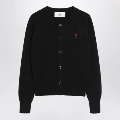 Ami Alexandre Mattiussi Ami Paris Ami De Coeur Cardigan In Black Wool