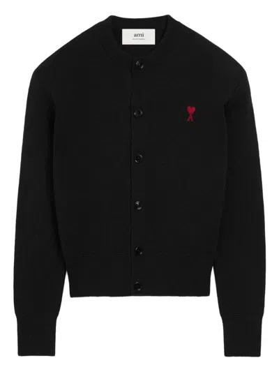 Ami Alexandre Mattiussi Ami Paris Ami De Coeur Cardigan In Black Wool