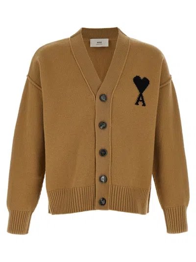 Ami Alexandre Mattiussi Ami Paris 'ami De Coeur' Cardigan In Brown