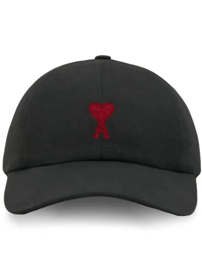 Ami Alexandre Mattiussi Ami Paris Ami De Coeur Cotton Baseball Cap In Black