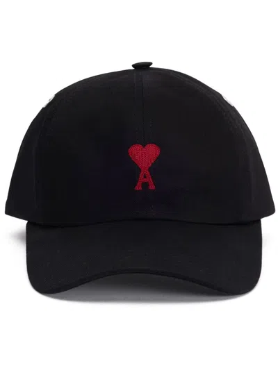 Ami Alexandre Mattiussi Ami Paris Ami De Coeur Cotton Baseball Cap In Black