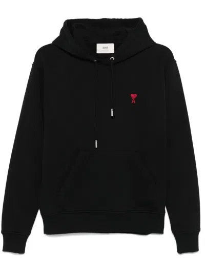 Ami Alexandre Mattiussi Ami Paris Ami De Coeur Cotton Hoodie In Black