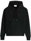 Ami Alexandre Mattiussi Ami Black Cotton Hoodie With Embroidered Logo And Functional Pockets In Black