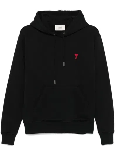 Ami Alexandre Mattiussi Ami Paris Ami De Coeur Cotton Hoodie In Black