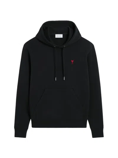 Ami Alexandre Mattiussi Ami Paris Ami De Coeur Cotton Hoodie In Black