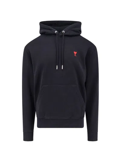 Ami Alexandre Mattiussi Ami Paris Ami De Coeur Cotton Hoodie In Black