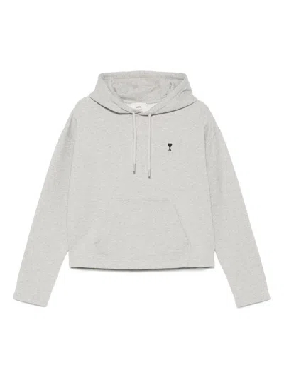 Ami Alexandre Mattiussi Ami Paris Ami De Coeur Cotton Hoodie In Gray
