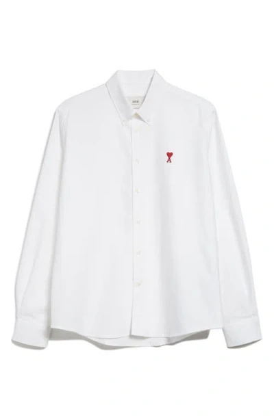 Ami Alexandre Mattiussi Ami Paris Ami De Coeur Cotton Oxford Button-down Shirt In White