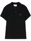 Ami Alexandre Mattiussi Ami Paris Men Black Polo Shirt With Adc Embroidery At The Front In Cotton Man In Black