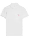 Ami Alexandre Mattiussi White Logo Embroidery Polo Shirt In White
