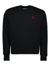 Ami Alexandre Mattiussi Black Crewneck Sweatshirt With Adc Embroidery In Cotton Blend Man In Black