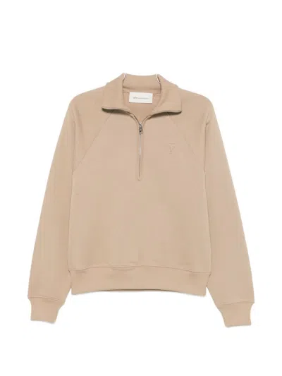 Ami Alexandre Mattiussi Ami Paris Ami De Coeur Cotton Sweatshirt In Brown