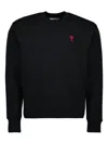 Ami Alexandre Mattiussi Ami Paris Ami De Coeur Wool Crewneck Sweater In Black