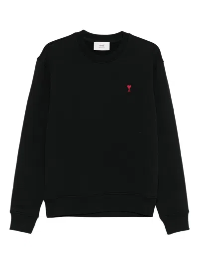 Ami Alexandre Mattiussi Ami Paris Ami De Coeur Cotton Sweatshirt In Black