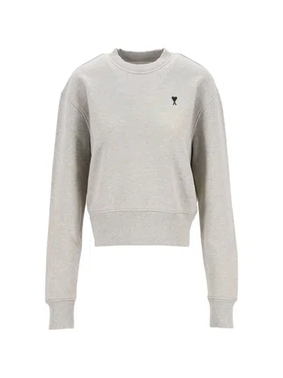 Ami Alexandre Mattiussi Ami Paris Ami De Coeur Cotton Sweatshirt In Grey