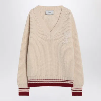 Ami Alexandre Mattiussi Ami Paris Ami De Coeur Cream Colour Sweater Women In White