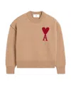 Ami Alexandre Mattiussi Ami De Coeur Wool Sweater In Nude
