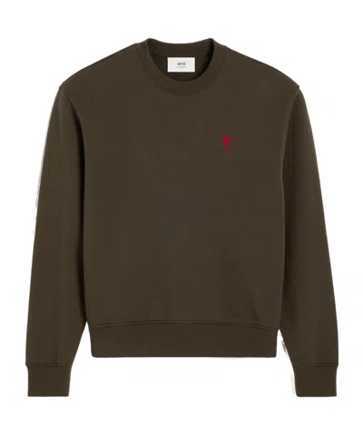 Ami Alexandre Mattiussi Ami Paris Ami De Coeur Crewneck Long-sleeved Sweatshirt In Green