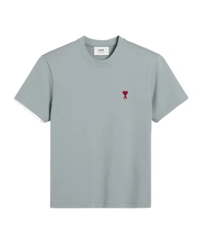 Ami Alexandre Mattiussi Ami Paris Ami De Coeur Crewneck Short-sleeved T-shirt In Clay Blue
