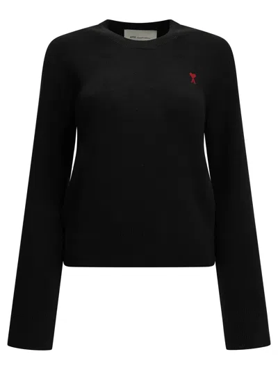 Ami Alexandre Mattiussi Ami Paris "ami De Coeur" Crew-neck Sweater In Black