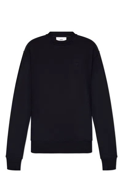 Ami Alexandre Mattiussi Ami Paris Ami De Coeur Crewneck Sweatshirt In Black
