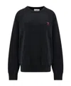 Ami Alexandre Mattiussi Ami Paris Logo-embroidered Stretch-cotton Sweatshirt In Black