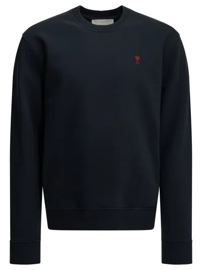 Ami Alexandre Mattiussi Ami Paris "ami De Coeur" Crewneck Sweatshirt In Brown