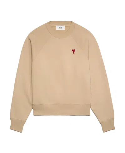 Ami Alexandre Mattiussi Ami Paris Ami De Coeur Crewneck Sweatshirt In Nude