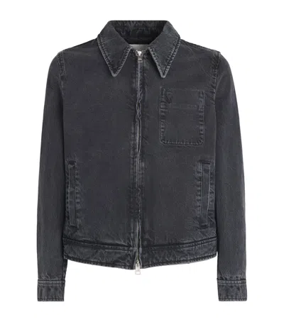 Ami Alexandre Mattiussi Ami Paris Ami De Coeur Denim Jacket In Gray