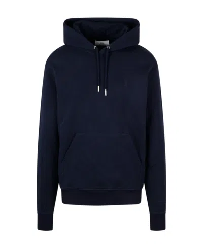 Ami Alexandre Mattiussi Ami Paris Ami De Coeur Drawstring Hoodie In Blue