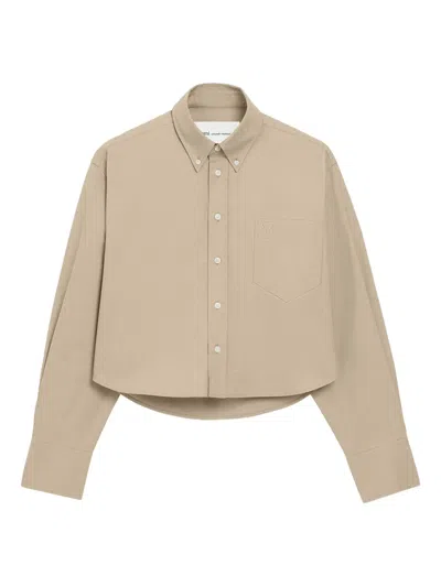 Ami Alexandre Mattiussi Ami Paris Ami De Coeur Embossed Cropped Shirt In Animal Print