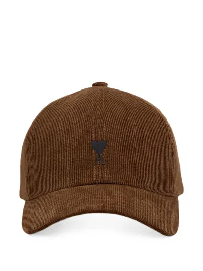 Ami Alexandre Mattiussi Ami Paris Ami De Coeur Embroidered Baseball Cap In Brown