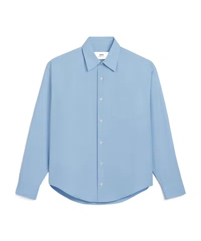 AMI ALEXANDRE MATTIUSSI AMI PARIS AMI DE COEUR EMBROIDERED LONG-SLEEVED SHIRT