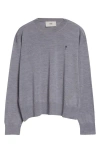 Ami Alexandre Mattiussi Ami Paris Gray Ami De Coeur Sweater In Wool And Silk In Gray