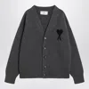 Ami Alexandre Mattiussi Ami Paris Ami De Coeur Heather Grey Wool Cardigan Men In Gray