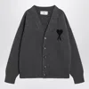 Ami Alexandre Mattiussi Ami Paris Ami De Coeur Heather Grey Wool Cardigan Men In Gray