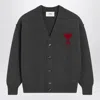 Ami Alexandre Mattiussi Dark Grey Wool Cardigan With Embroidered Heart Detail In Gray