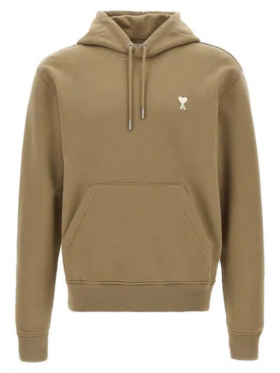 Ami Alexandre Mattiussi Heart Friend Hoodie With Drawstring Hood In Green