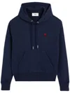 Ami Alexandre Mattiussi Ami Navy Blue Cotton Jersey Hoodie With Signature Monogram In Blue