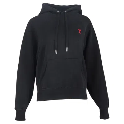 Ami Alexandre Mattiussi Ami Paris Ami De Coeur Hoodie In Black Cotton