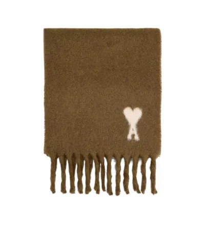AMI ALEXANDRE MATTIUSSI AMI PARIS AMI DE COEUR JACQUARD FRINGED SCARF