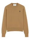 Ami Alexandre Mattiussi Brown Wool Ami De Coeur Crewneck Sweater Brown In Brown