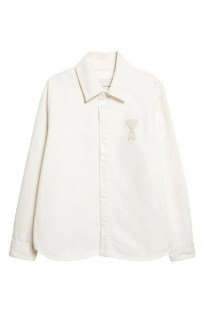 Ami Alexandre Mattiussi Men & Apos;s Crochet Ami De Coeur White Denim Overshirt