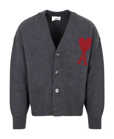 AMI ALEXANDRE MATTIUSSI AMI PARIS AMI DE COEUR KNITTED BUTTONED CARDIGAN