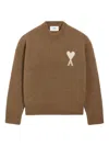 Ami Alexandre Mattiussi Brown Alpaca Ami De Coeur Crewneck Sweater Brown In Brown
