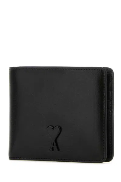 Ami Alexandre Mattiussi Ami Paris Ami De Coeur Leather Wallet In Black