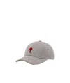 Ami Alexandre Mattiussi Ami De Caur Red Embroidery Cap In Gray