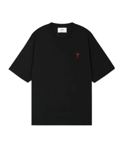 AMI ALEXANDRE MATTIUSSI AMI PARIS AMI DE COEUR LOGO EMBROIDERED CREWNECK T-SHIRT