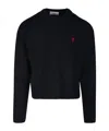 Ami Alexandre Mattiussi Ami Paris Ami De Coeur Wool Crewneck Sweater In Black