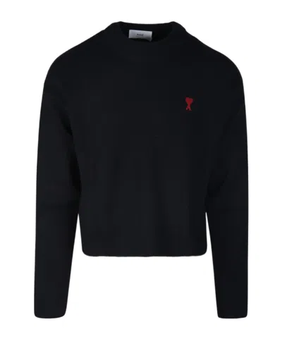 AMI ALEXANDRE MATTIUSSI AMI PARIS AMI DE COEUR LOGO EMBROIDERED KNITTED JUMPER